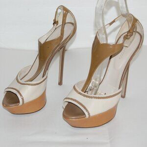 38.5/US8.5 ❤️ Sergio Rossi High Heels Platform Sandals Pumps Open Toe ITALY